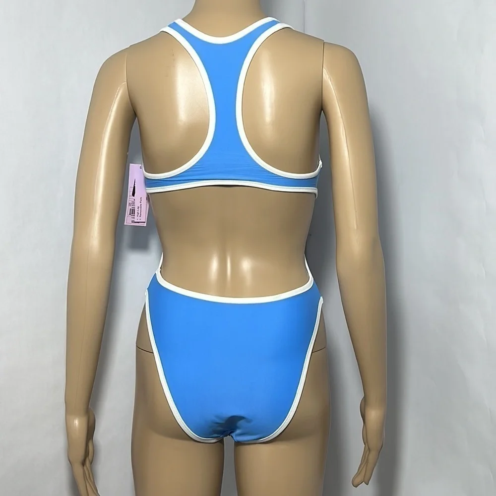 Wild Fable One Piece Swimsuit Blue and White Removable Pads (7K69X0) - Picture 3 of 3